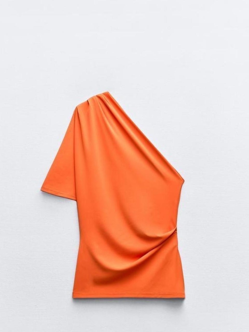 NWT ZARA One-Shoulder Draped Orange Top